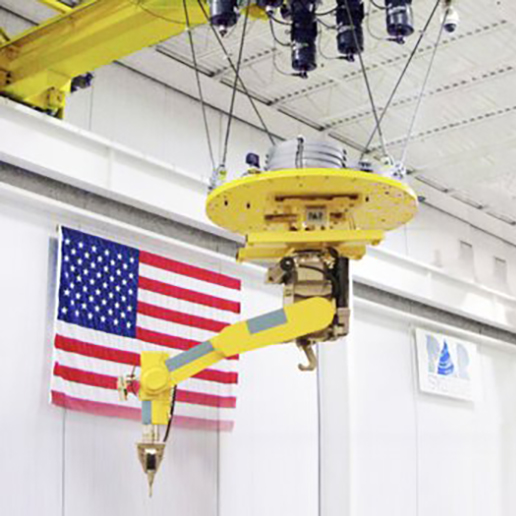 TensileTruss system showing the platform, wire ropes, and hoists.