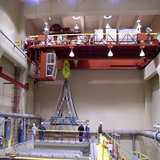 Cask handling crane at nuclear power plant