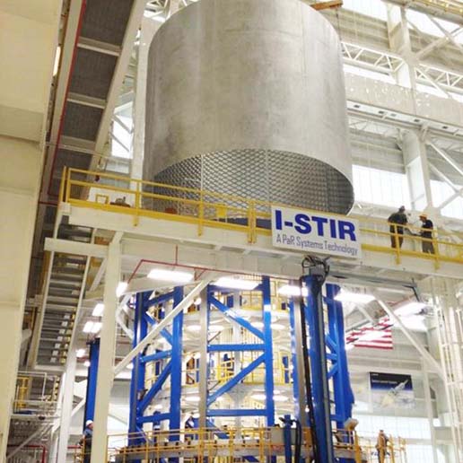 I-STIR friction stir welding on an aluminum tank.